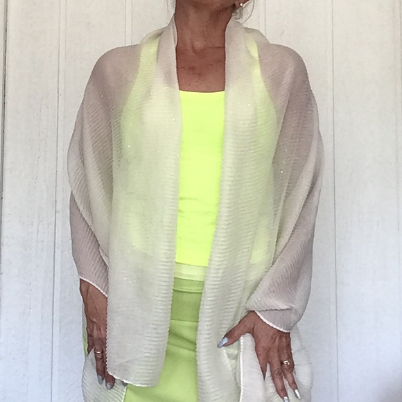 OFF WHITE GLITTER CHIFFON SCARF - Picture 3 of 8